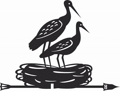 Флюгер " Аисты" BORGE,  700*435 мм, чёрный (RAL 9005) фото Центр Металлокровли