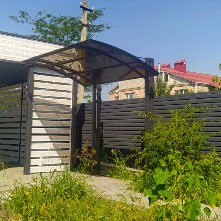 Фото 3 беседка-пергола из металлопланкена Беленый Дуб Printech Корея